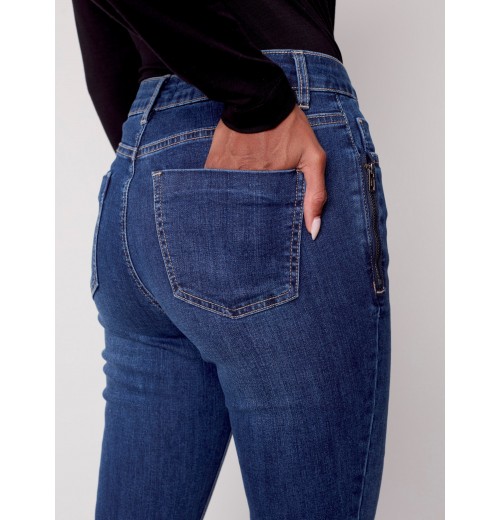 Jeans with Zipper Pocket Detail - Indigo Jeans with Zipper Pocket Detail - Indigo